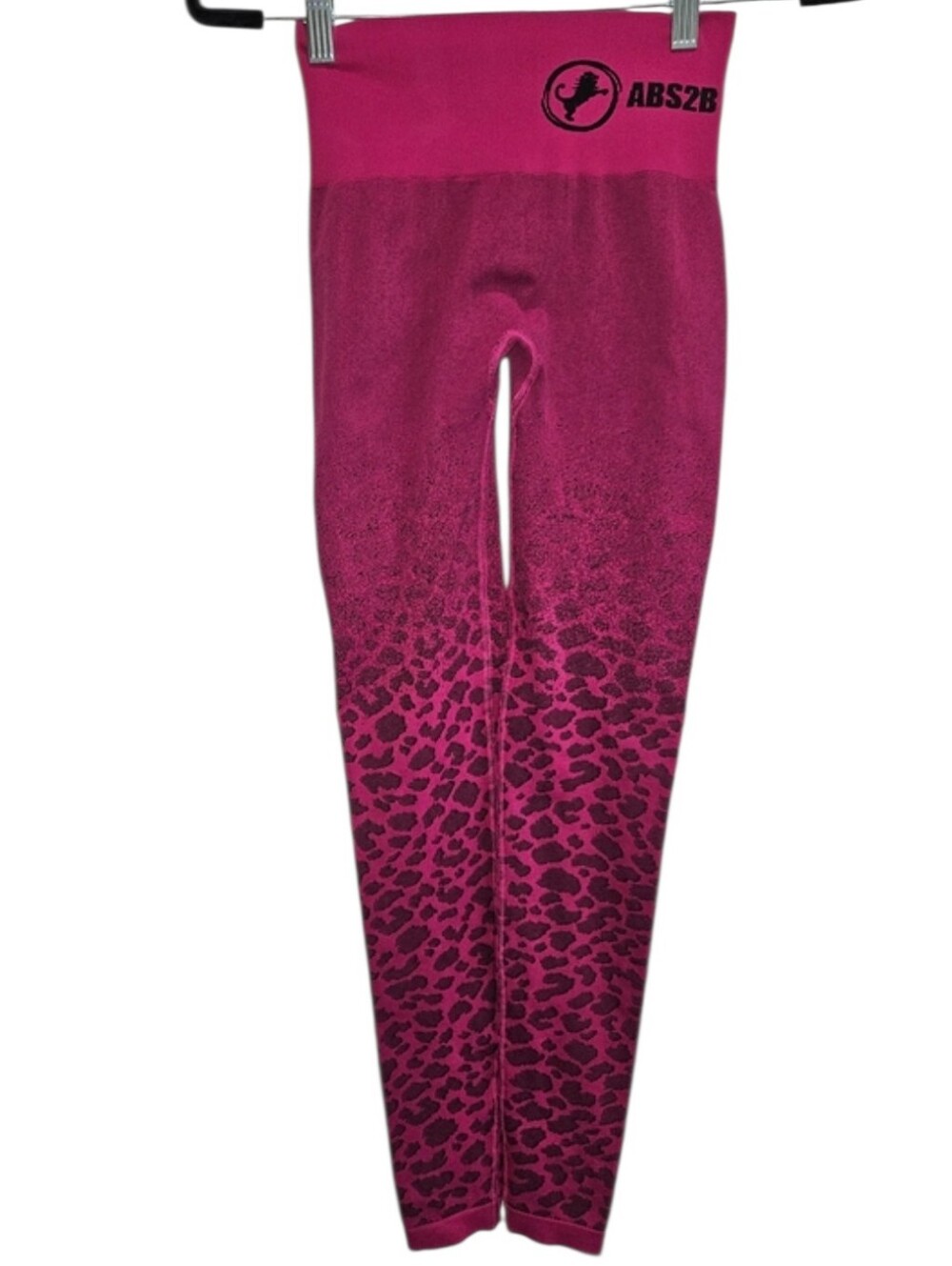 ABS2B Wild Seamless Magenta Scrunch Leggings Small Leopard Cheetah Print Gym - Picture 2 of 11